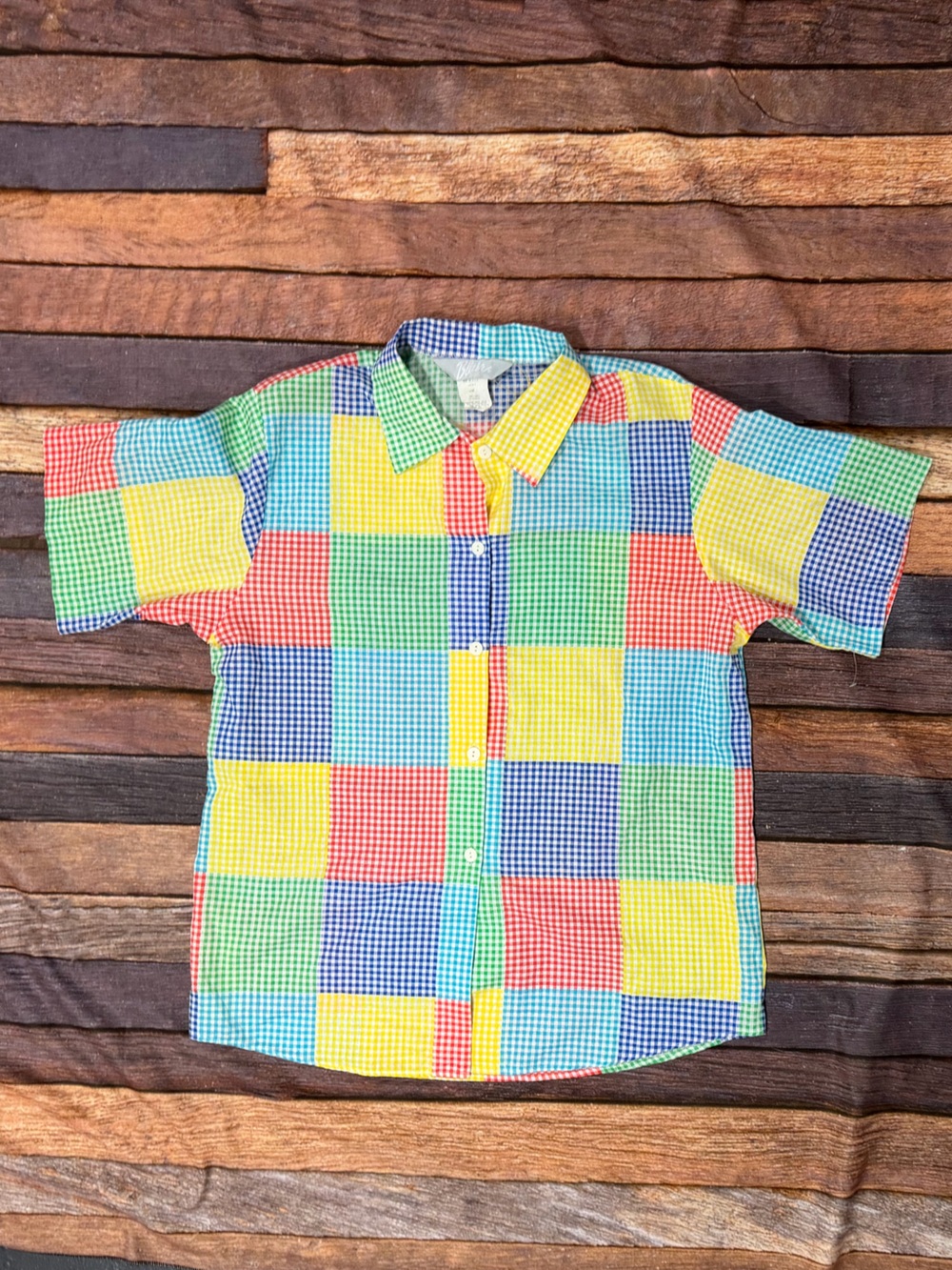 Vintage Blair Multicolor Button Down Short Sleeve Women's Shirt